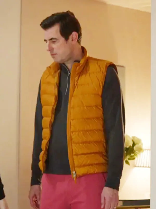 John Paul Williams Bad Sisters S01 Claes Bang Yellow Puffer Vest