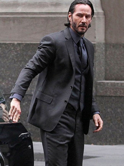 Keanu Reeves John Wick Black Three Piece Suit