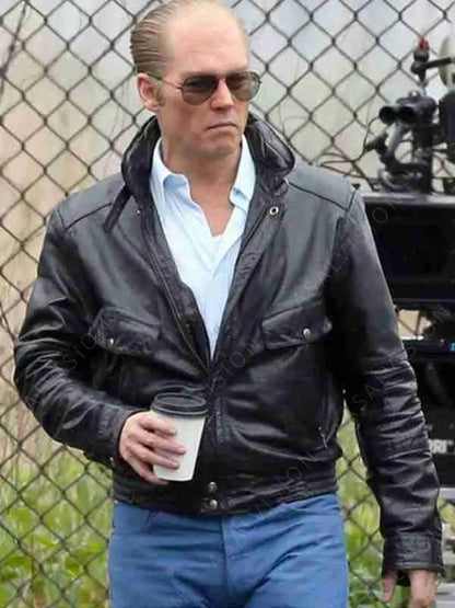 Johnny Depp Black Mass Black Leather Jacket