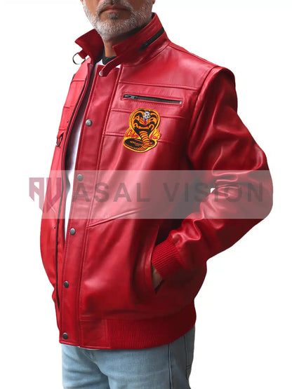 Johnny Lawrence Cobra Kai Red Real Leather Jacket