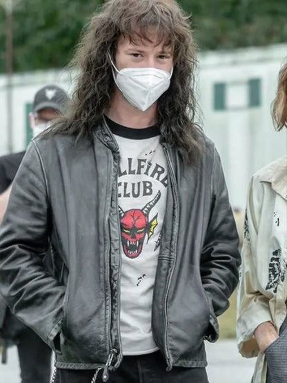 Joseph Quinn Black Leather Jacket