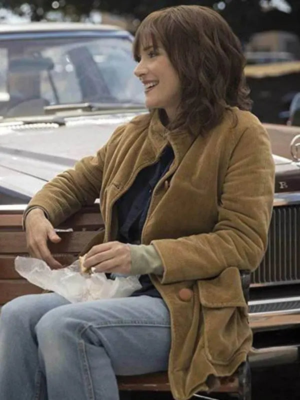 Joyce Byers TV Series Stranger Things Winona Ryder Brown Corduroy Coat