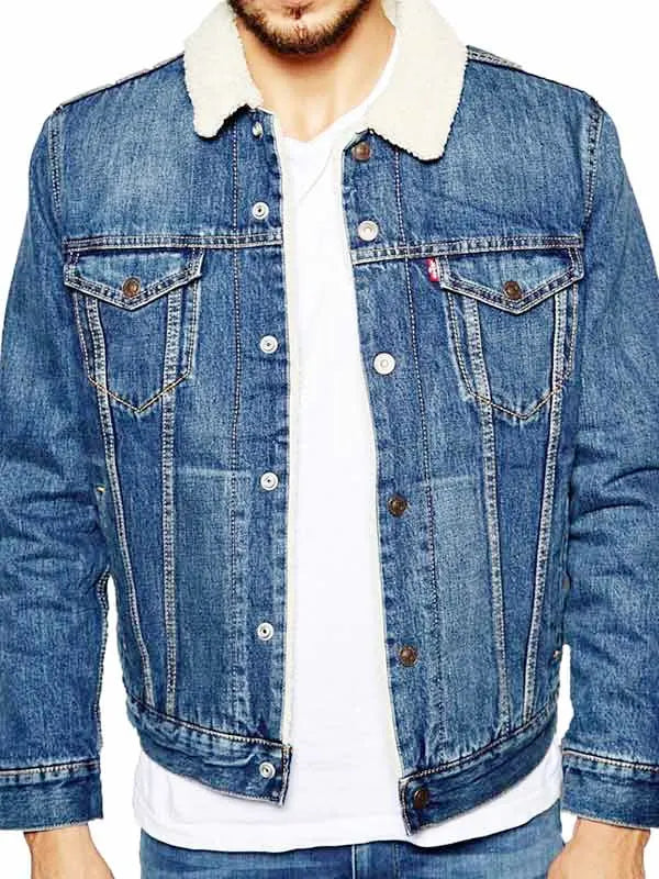 Jughead Jones Shearling Collar Blue Denim Jacket