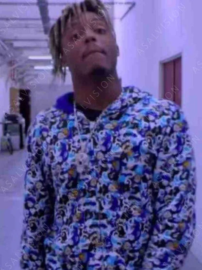Juice Wrld Bape Armed & Dan­ger­ous Blue Fleece Hood­ie