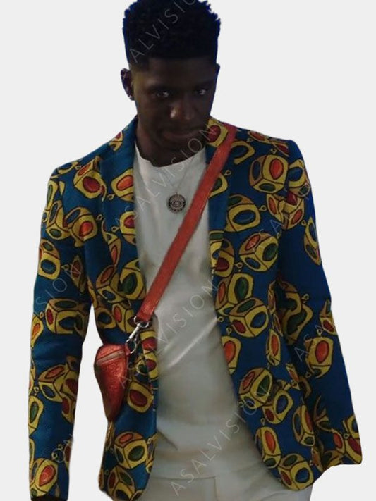 Julien Emily In Paris Season 3 Blue Printed Blazer