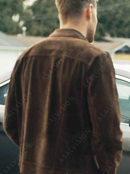 Justin Hartley Brown Buttoned Suede Leather Jacket