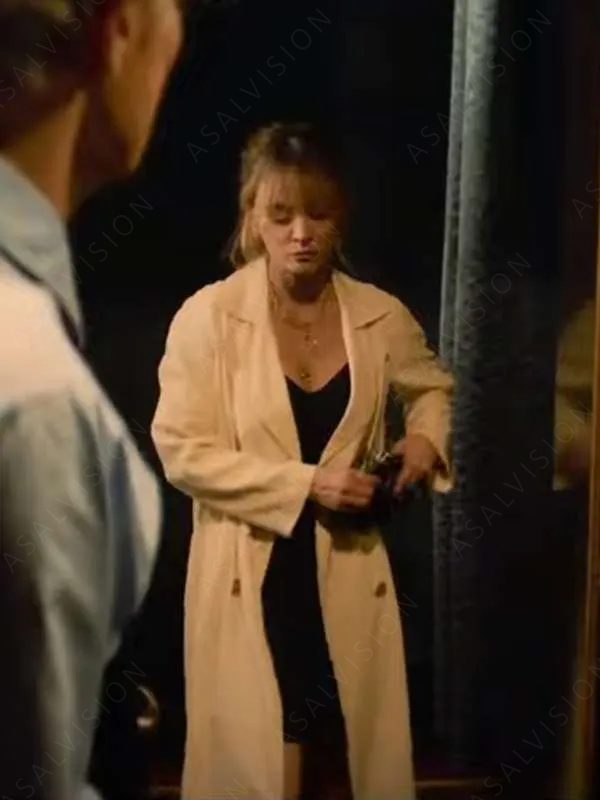 Kaley Cuoco Role Play 2024 White Trench Coat