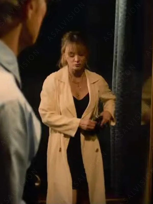 Kaley Cuoco Role Play 2024 White Trench Coat