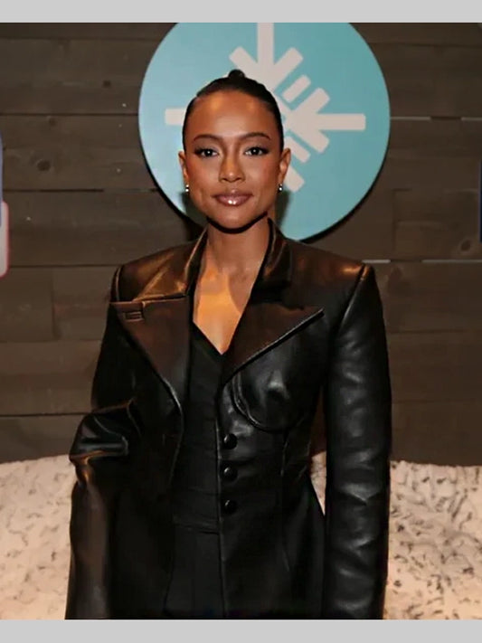 Karrueche Tran Divinity 2023 Nikita Leather Black Coat