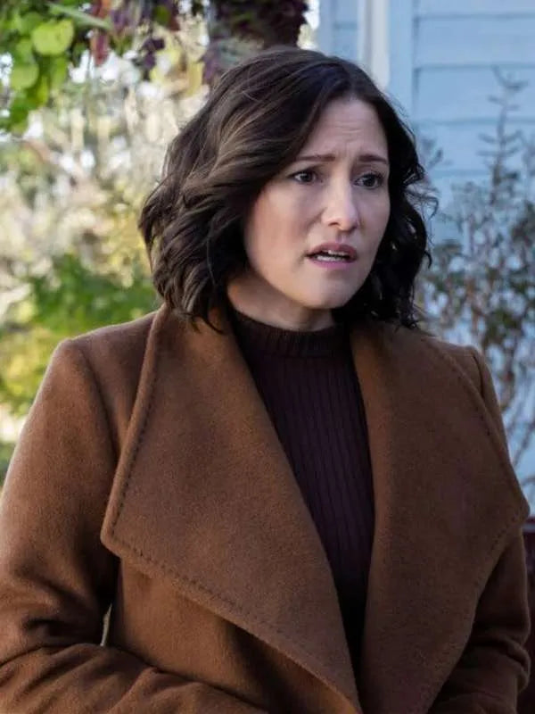 Kat Landry The Way Home 2023 Chyler Leigh Brown Wool Coat