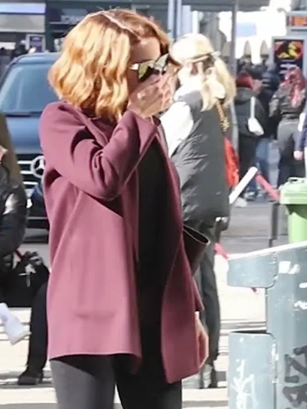 Kate Beckinsale Maroon Coat