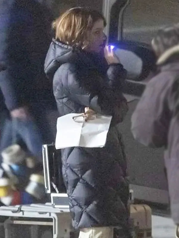 Kate Beckinsale Quilted Hooded Puffer Coat