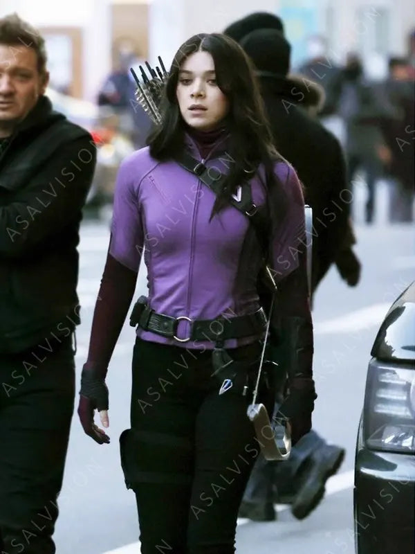 Kate Bishop Hawkeye Hailee Steinfeld Purple Leather Jacket