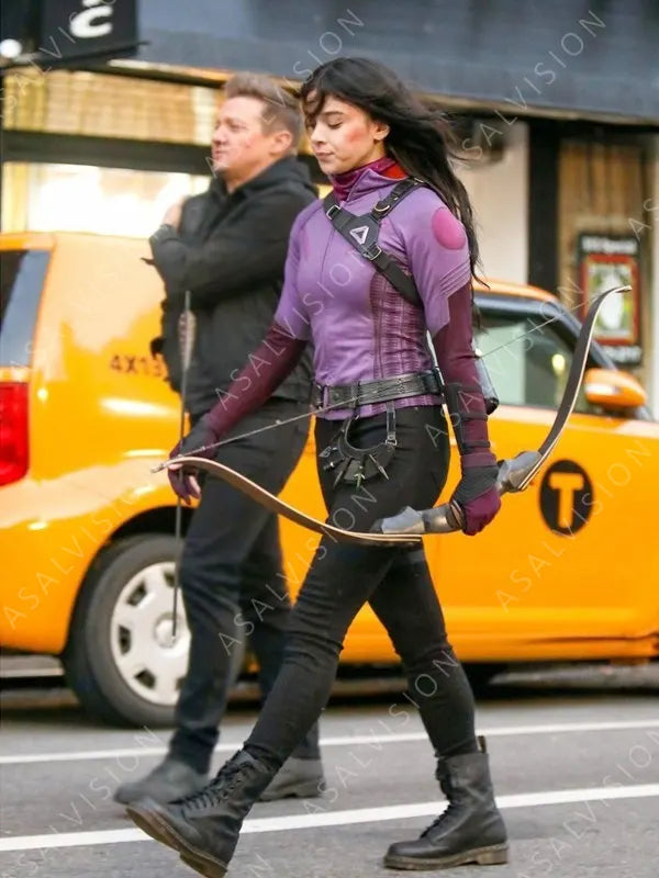 Kate Bishop Tv Series Hawkeye Hailee Steinfeld Purple Leather Jacket