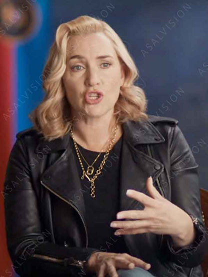 Kate Winslet TV Series The Regime Chancellor Elena Vernham Black Leather Jacket