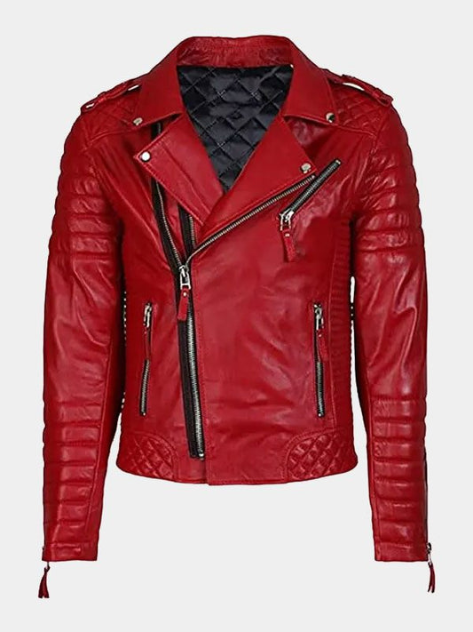 Kay Michaels Red Biker Leather Cafe Racer Womens Jacket