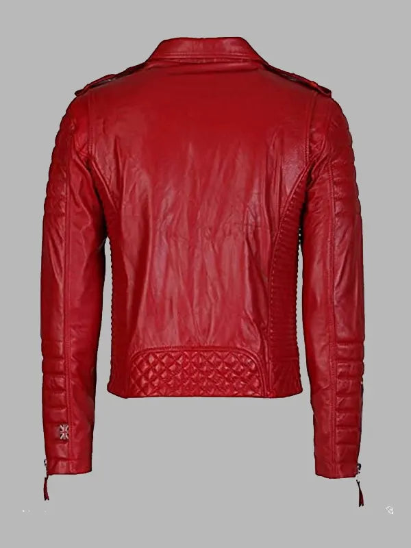 Kay Michaels Womens Red Biker Leather Jacket