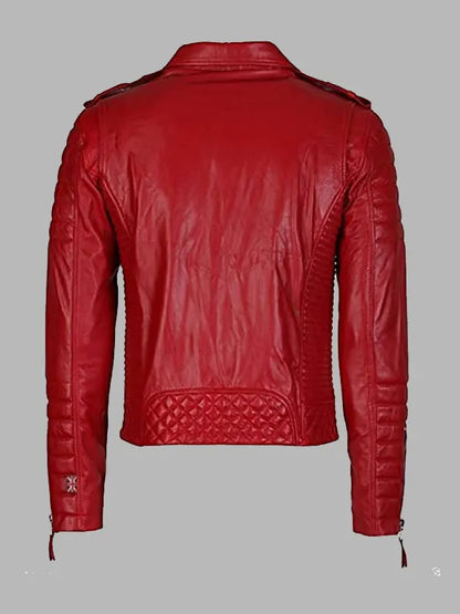 Kay Michaels Womens Red Biker Leather Jacket