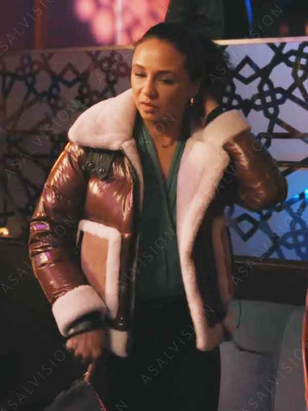 Kaya Blanke TV Series Elsbeth 2024 Carra Patterson Brown Shearling Puffer Jacket