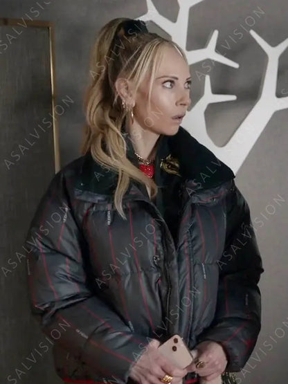 Keeley Jones Ted Lasso S03 Juno Temple Black Puffer Stripes Jacket
