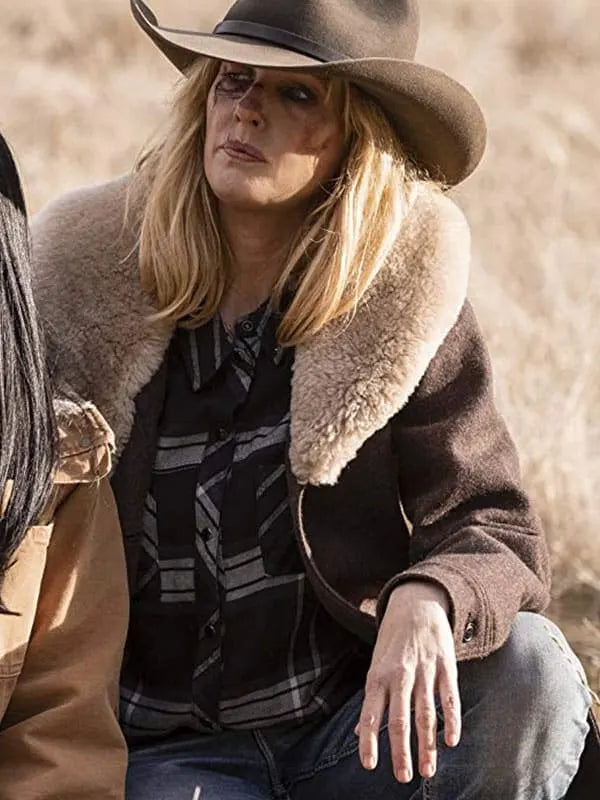 Kelly Reilly Yellowstone Beth Dutton Shearling Coat