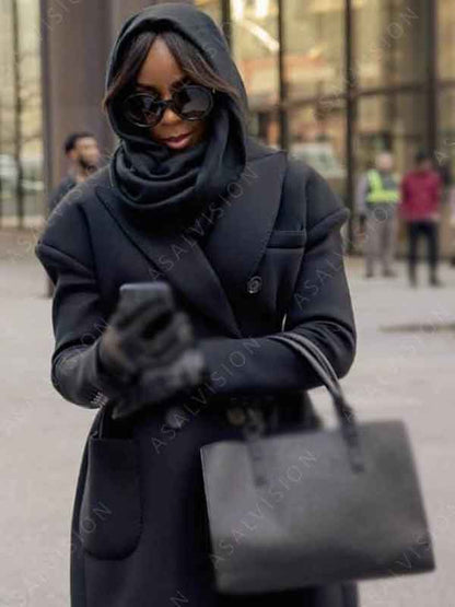 Kelly Rowland Movie Mea Culpa 2024 Mea Harper Black Wool Trench Coat