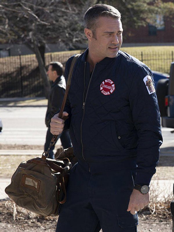 Chicago P.D Taylor Kinney Quilted Blue Bomber Jacket