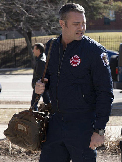 Chicago P.D Taylor Kinney Quilted Blue Bomber Jacket