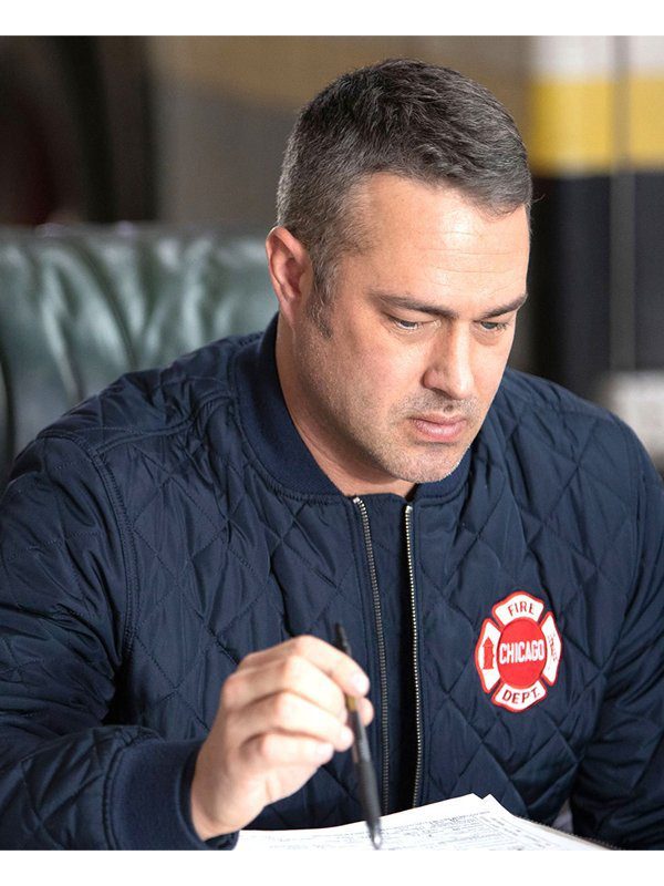 Taylor Kinney Quilted Blue Bomber Jacket
