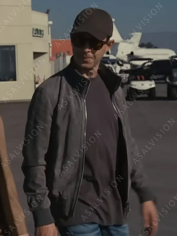 Kendall Roy Succession S04 Jeremy Strong Gray Leather Jacket