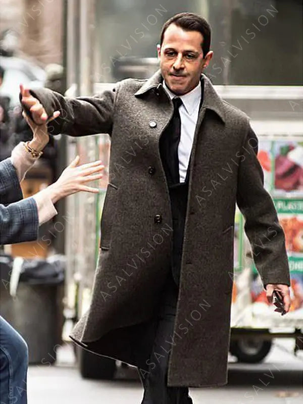 Kendall Roy Succession S04 Jeremy Strong Gray Trench Coat