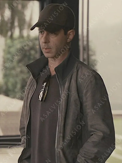 Kendall Roy Succession S04 Jeremy Strong Grey Bomber Suede Jacket
