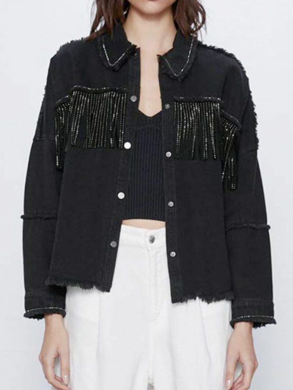 Killing Eve Villanelle Black Fringe Denim Jacket