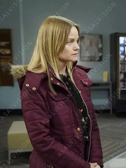 Kim Rollins Law & Order Special Victims Unit Lindsay Pulsipher Maroon Parka Jacket