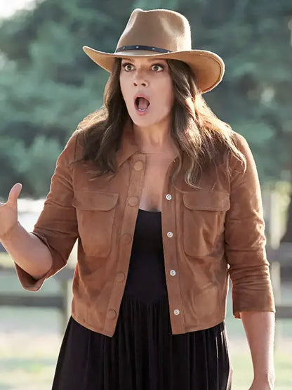 Kimberley Sustad The Real West 2024 Rebecca Brown Suede Leather Jacket