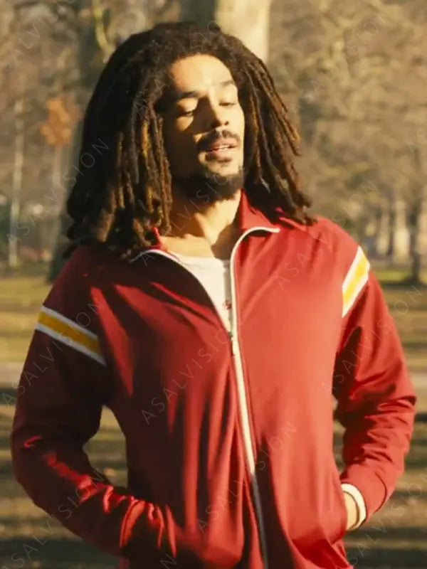 Kingsley Ben-Adir Movie Bob Marley One Love Bob Marley Red Track Jacket