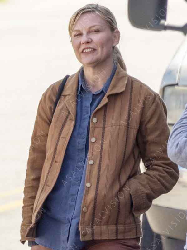 Kirsten Dunst Movie Civil War 2024 Lee Brown Wool Jacket