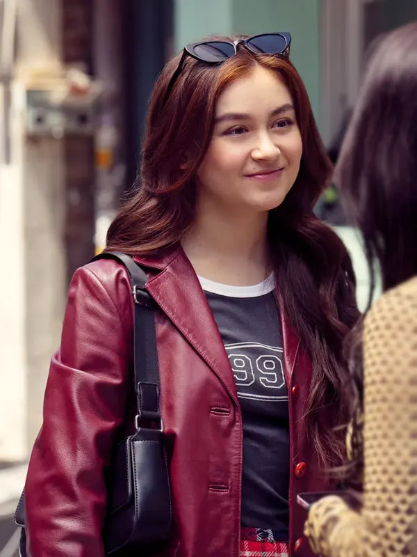 Kitty Maroon Leather Blazer