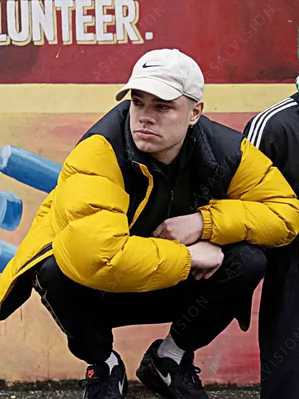 Kneecap Naoise Ó Cairealláin Yellow And Black Puffer Jacket