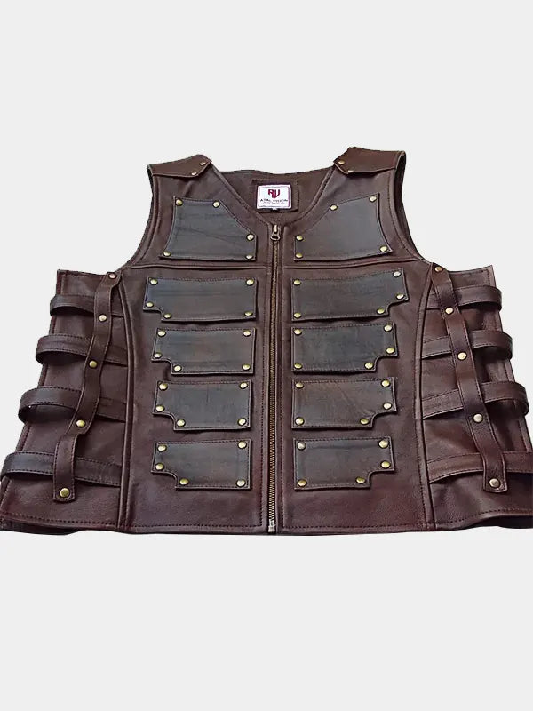 Kraven the Hunter Aaron Taylor-Johnson Brown Leather Vest