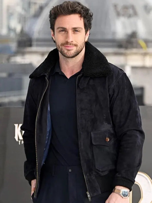 Kraven the Hunter 2024 Aaron Taylor-johnson Black Suede Jacket