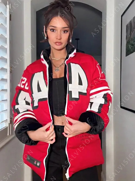 Kristin Juszczyk 49ers Red Puffer Jacket