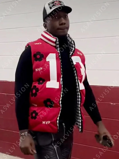 Kristin Juszczyk Deebo Samuel Brock Purdy Red Puffer Vest 