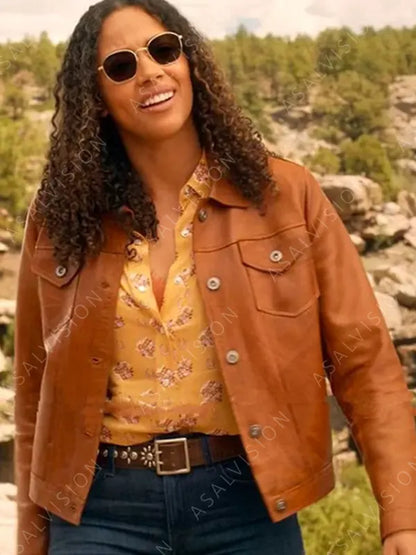 Kylie Bunbury Big Sky Season 3 Brown Leather Jacket