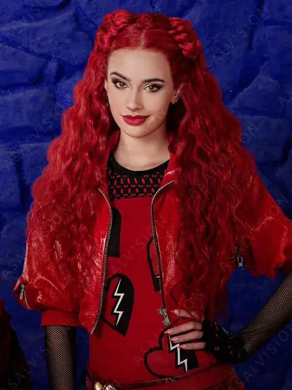 Kylie Cantrall Descendants The Rise of Red Cropped Leather Jacket