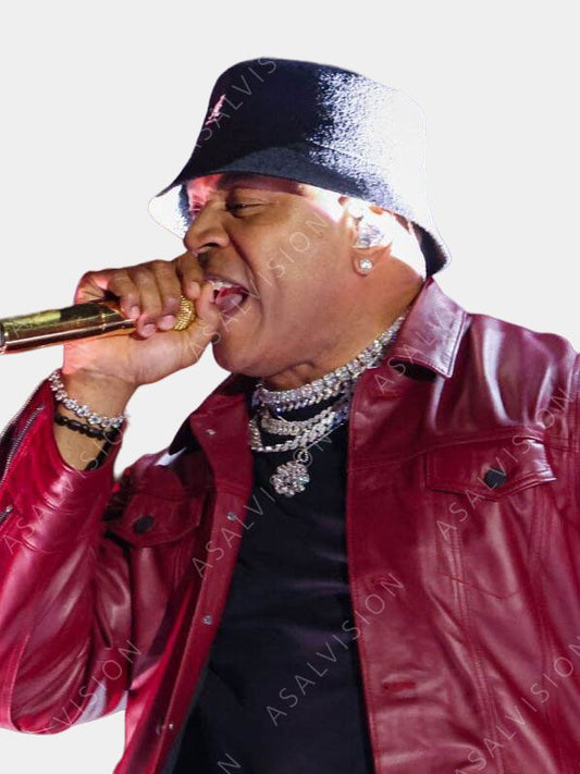 LL Cool J Grammy Award 2023 Maroon Leather Jacket