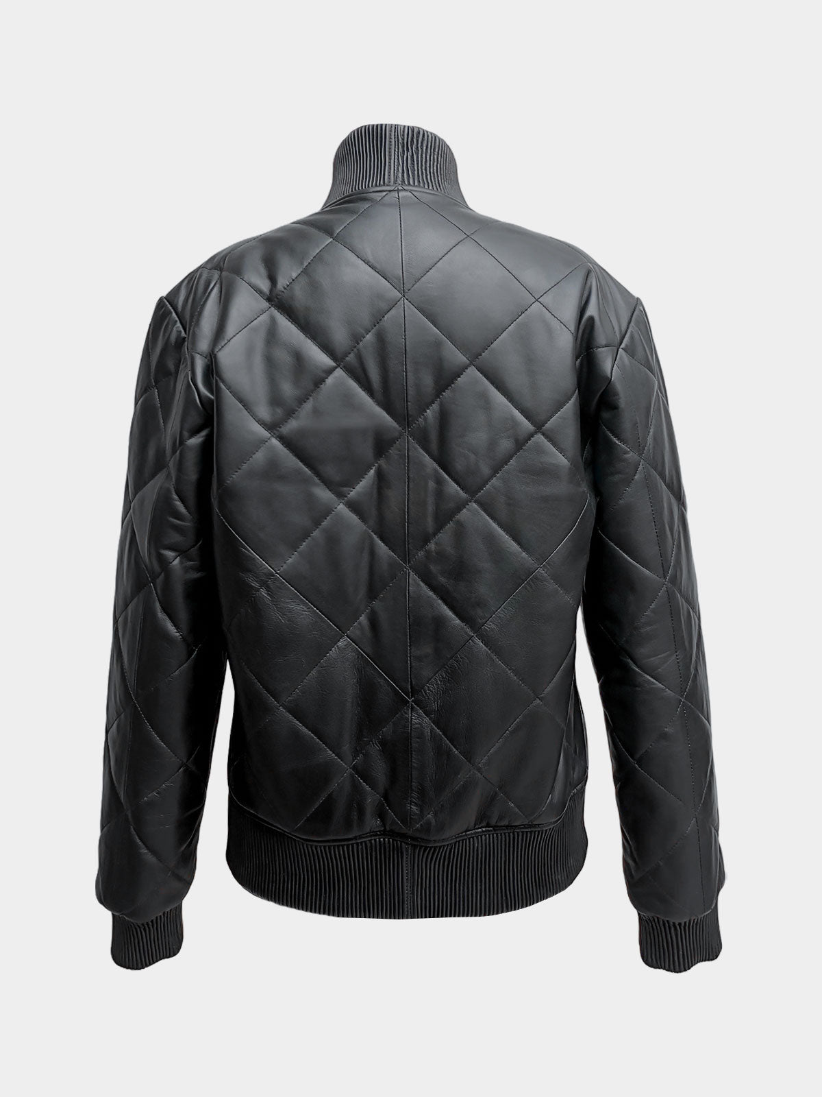 Ladies Handmade Diamond Quilted Leather Bomber Jacket