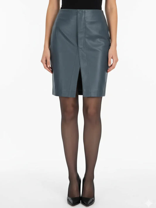 Leather Skirt Blue