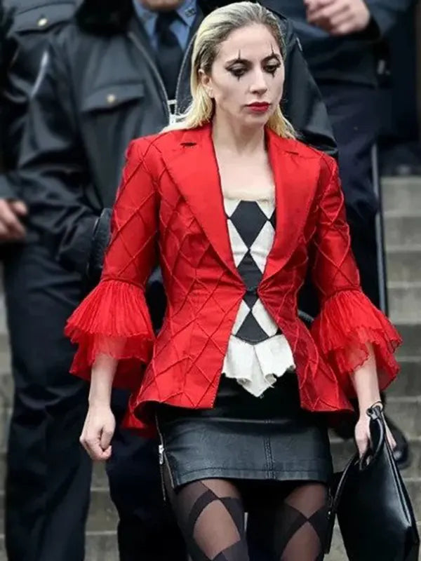 Lady Gaga Joker Folie à Deux 2024 Red Frill Blazer
