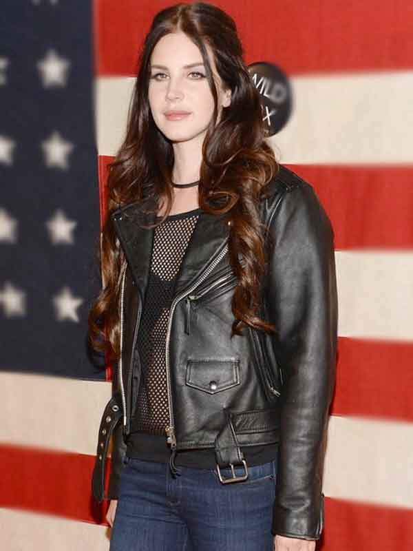 Lana Del Rey Motorcycle Biker Belted Black Genuine Leather Jacket